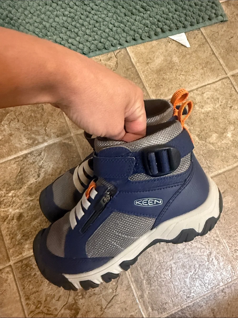 KEEN Kids Navy, Gray and Orange Zip-Front Outdoor Boots
